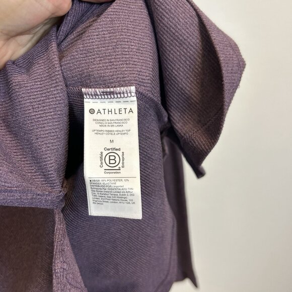 Athleta Uptempo Ribbed Henley Top Minimalistic Purple Medium 981737 - Picture 6 of 11